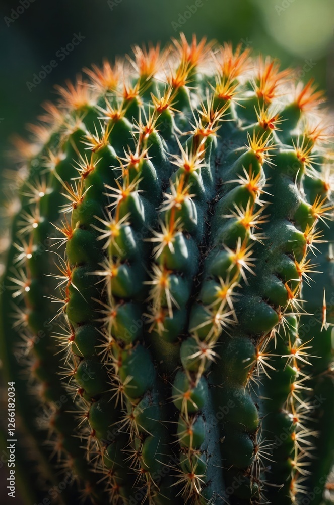 A close-up view of a spiky cactus showcasing its vibrant green body and sharp needles. A close-up view of a spiky cactus showcasing its vibrant green body and sharp needles.