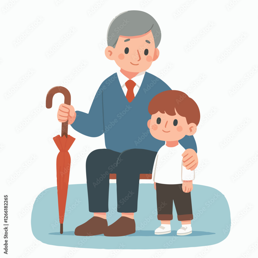 Obraz premium cartoon vector illustration of father with son