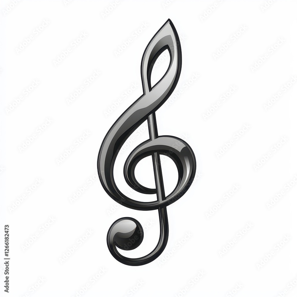 Glossy treble clef music symbol, isolated on white background; for musical scores or websites Glossy treble clef music symbol, isolated on white background; for musical scores or websites
