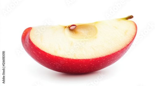 A single red apple slice isolated on white.