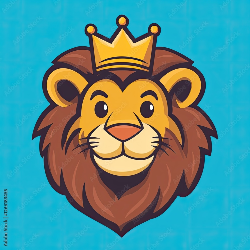 Obraz premium A Cartoon Lion King Wearing A Golden Crown