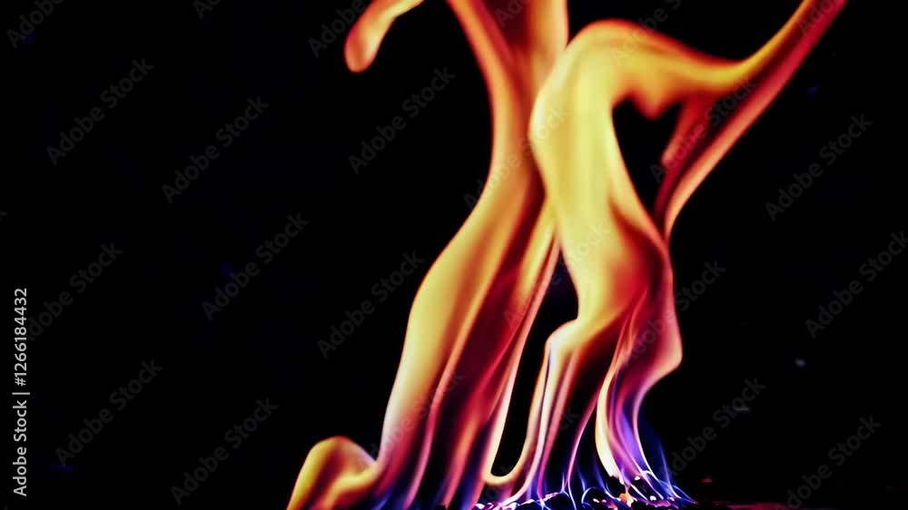 Vibrant flames on a dark background, abstract light and heat concept Vibrant flames on a dark background, abstract light and heat concept