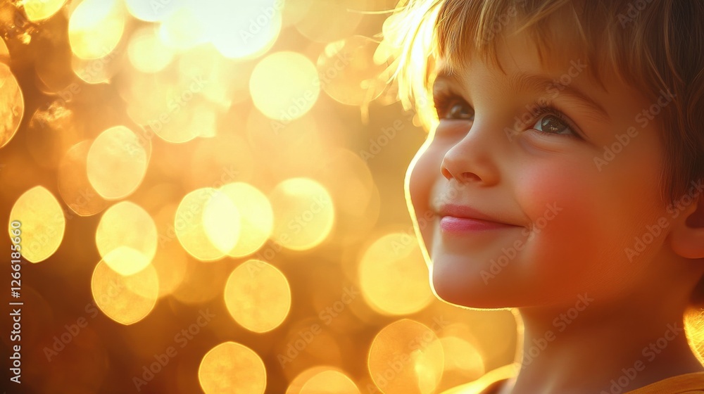 Fototapeta premium happy child golden hour portrait