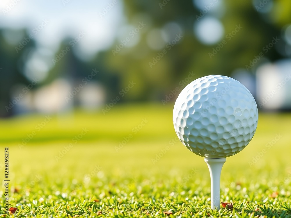 Close Up of a Golf Ball Sitting on a Wooden Tee Against a Bright Green Grass Background Outdoors Close Up of a Golf Ball Sitting on a Wooden Tee Against a Bright Green Grass Background Outdoors