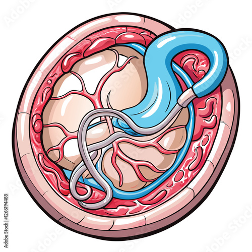 Highly detailed close-up image of a pale pink human umbilical cord, showcasing Wharton's jelly clearly.  Focus on texture and anatomical detail.