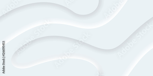 Abstract white background with seamless wave pattern and wavy texture. Vector organic flow wave with light and shadow effect of curve line for minimalistic background