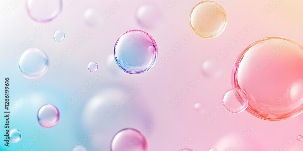 Dreamy Pastel Scene Featuring Gradient Bubbles in Motion Dreamy Pastel Scene Featuring Gradient Bubbles in Motion
