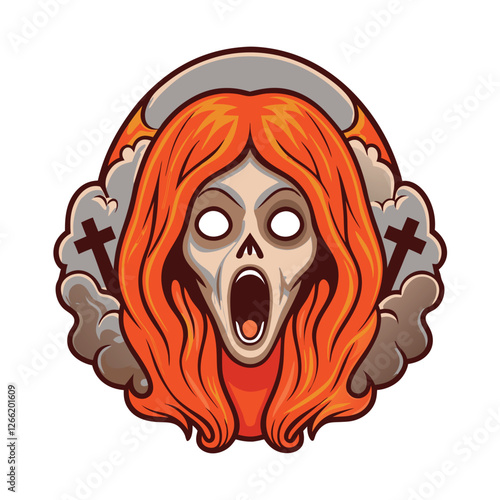 Render a terrifying banshee with ghostly pale skin, glowing eyes, and wild, tangled hair, screaming amidst a desolate, windswept landscape.