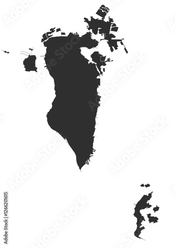 silhouette map of the country of  bahrain