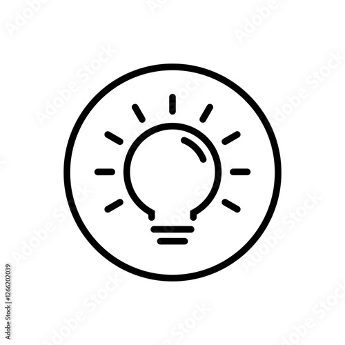 Light bulb outline, lamp insight icon on circle line
