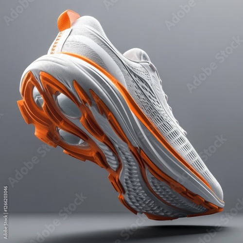 Modern Athletic Shoe Design Featuring Orange Accents photo