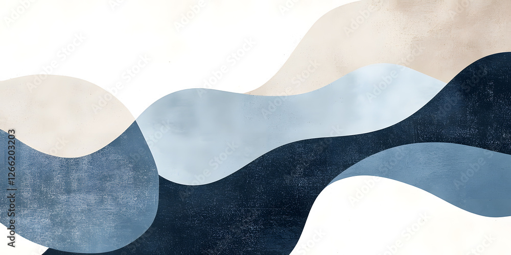 Dynamic Banner Displaying Wavy Asymmetrical Blue and Gray Shapes