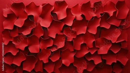 Red paper petals wall art, abstract design photo