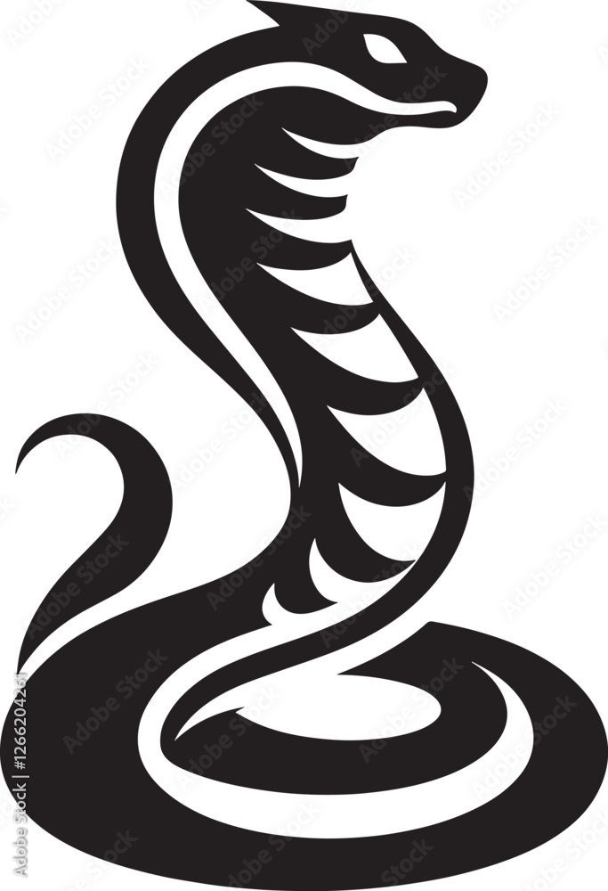 Fototapeta premium Stylized black cobra graphic design.