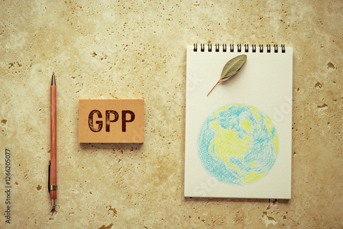 There is sticky note with the word GPP. It is an abbreviation for Gross primary production  as eye-catching image. photo