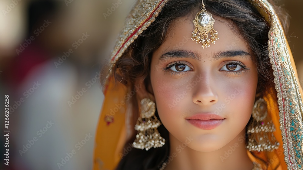 Young Indian woman in traditional attire with cultural elegance Young Indian woman in traditional attire with cultural elegance