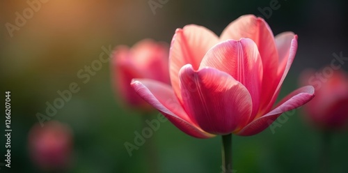 Delicate tulip petals unfolding from a compact center , paper cutouts, botanical art