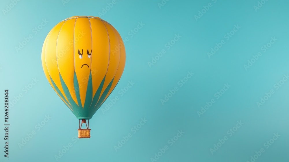 Fototapeta premium Sad Hot Air Balloon Illustration Travel Adventure Emotion Concept