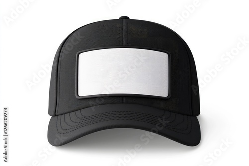 Black Baseball Cap With Blank White Patch
