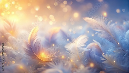 Wallpaper Mural Ethereal Glow Soft, Light Feathers Illuminated by a Golden Light, a Dreamlike Scene of Gentle Serenity and Tranquility Torontodigital.ca