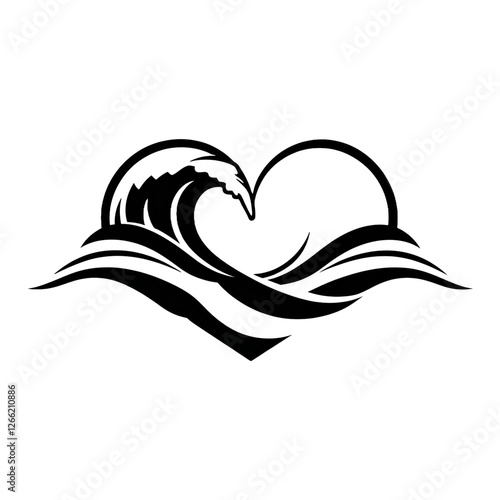 Wave heart graphic black logo 