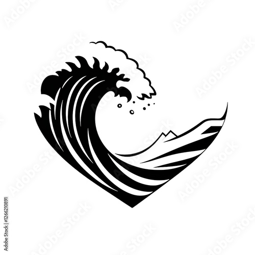 Wave heart graphic black logo 
