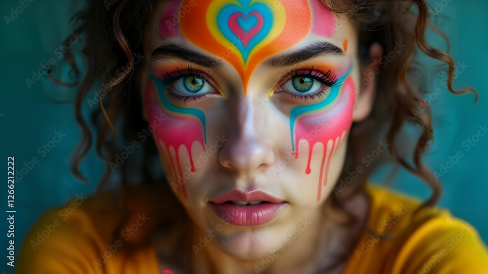 Fototapeta premium A Breathtaking Artistic Portrait Filled with Vibrant Colors, Intricate Patterns, and Emotionally Evocative Expressions
