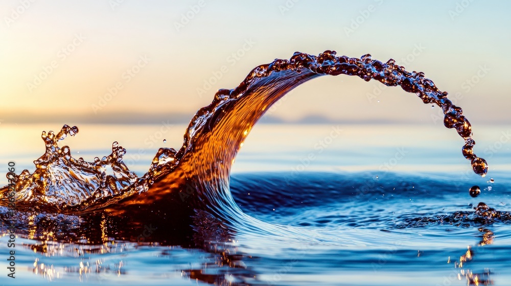 Fototapeta premium Stunning Water Splash Sunrise Wave Abstract Fluid Art Nature Photography
