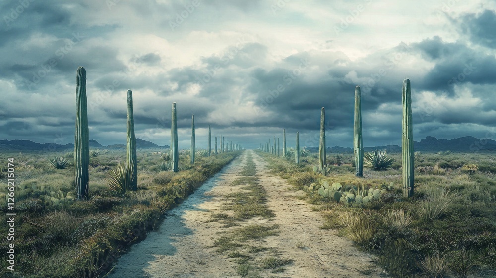 Fototapeta premium Desert Road under a Dramatic Sky