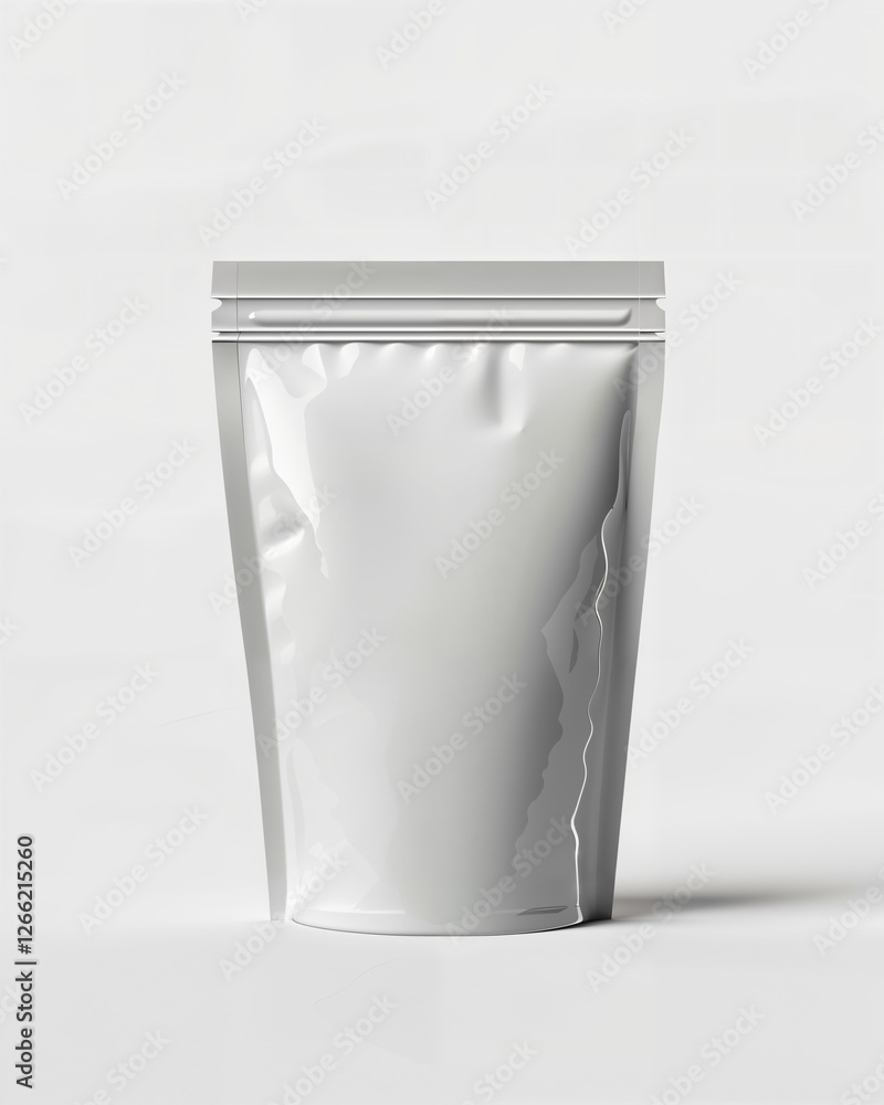 Stand-up pouch packaging suitable for various products displayed against a plain background Stand-up pouch packaging suitable for various products displayed against a plain background