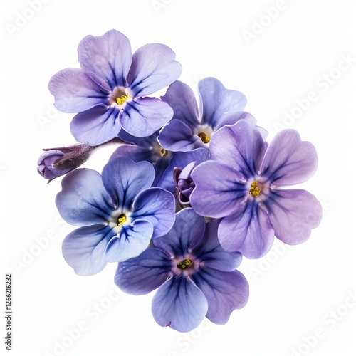 Purple Forget Me Not Isolated on White Background. Beautiful Forget Me Not Flower