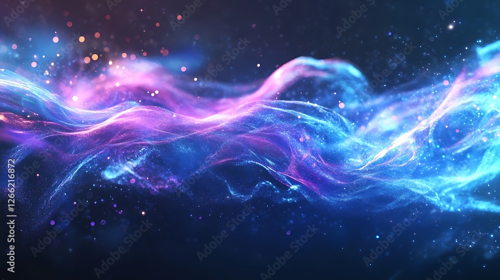 Fototapeta premium Abstract Cosmic Nebula: A Symphony of Blue and Pink Hues