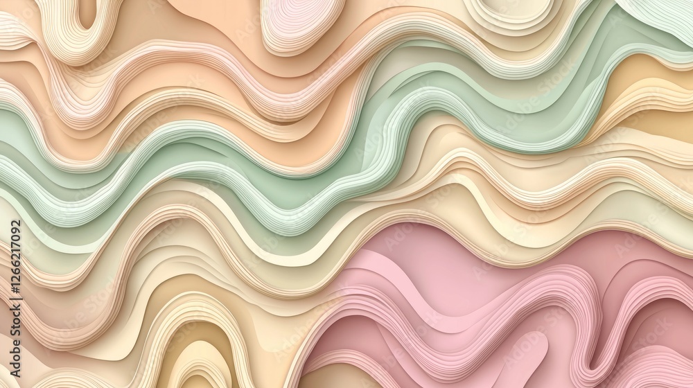 Fototapeta premium Abstract wavy layers in pastel colors