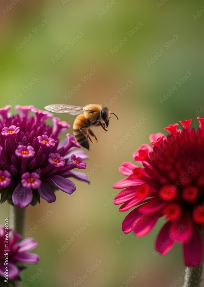 Bee in flight approaching purple and red flowers bokeh red bokeh abstract background glow design light texture effect sparkle Bee in flight approaching purple and red flowers bokeh red bokeh abstract background glow design light texture effect sparkle