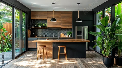 Wallpaper Mural Modern kitchen featuring sleek design and abundant natural light in a tropical setting Torontodigital.ca