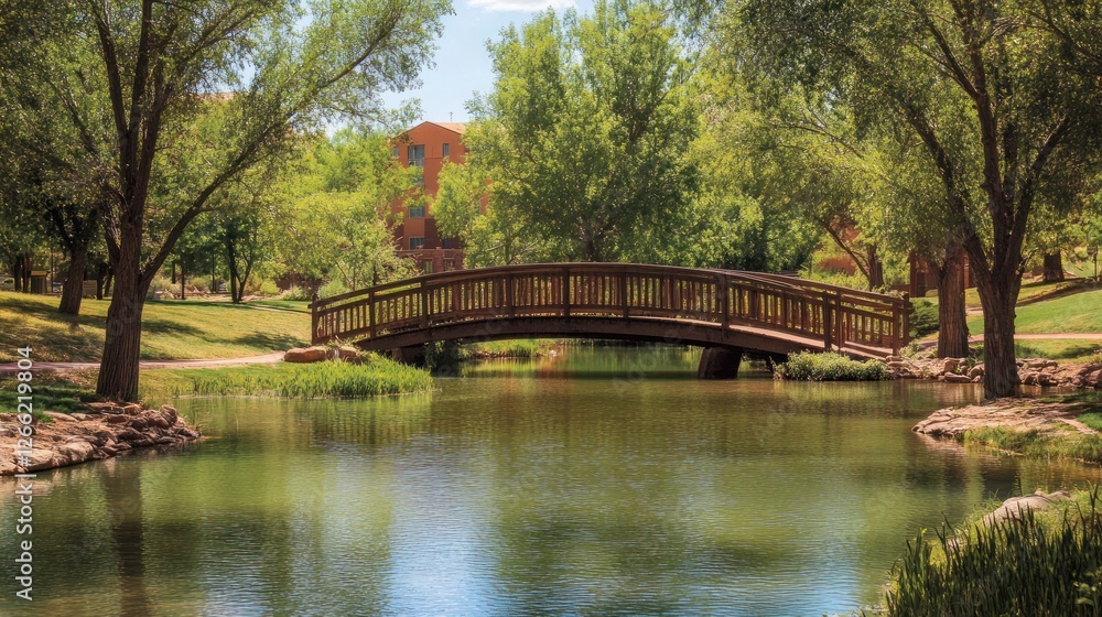Serene Lakeside Bridge: A Picturesque Summer Day Serene Lakeside Bridge: A Picturesque Summer Day
