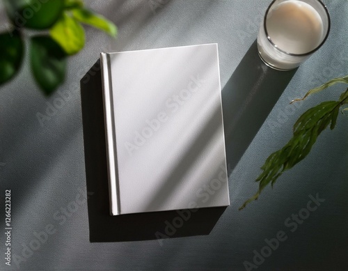 couverture d'un livre blanc avec zone d'écriture libre, présentation d'un livre, maquette libre en ia