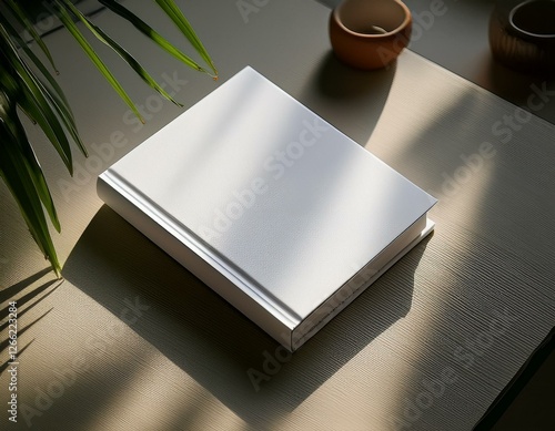 couverture d'un livre blanc avec zone d'écriture libre, présentation d'un livre, maquette libre en ia