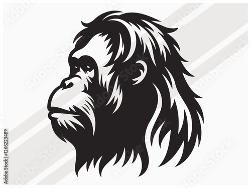 Wallpaper Mural Orangutan Face Silhouette for Wildlife Art Primate Logos and Graphic Designs Torontodigital.ca
