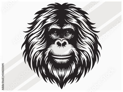 Orangutan Face Silhouette for Wildlife Art Primate Logos and Graphic Designs