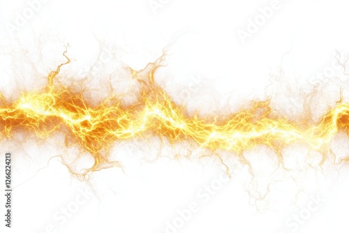 Vibrant orange and yellow lightning bolt against a white background photo