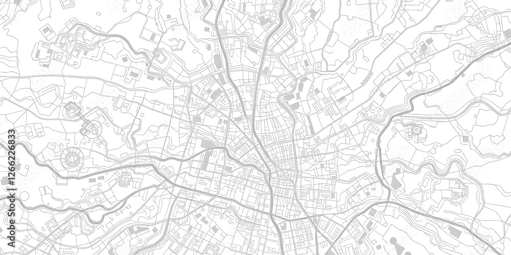 Intricate City Map Featuring Contour Lines and Line Styles Intricate City Map Featuring Contour Lines and Line Styles
