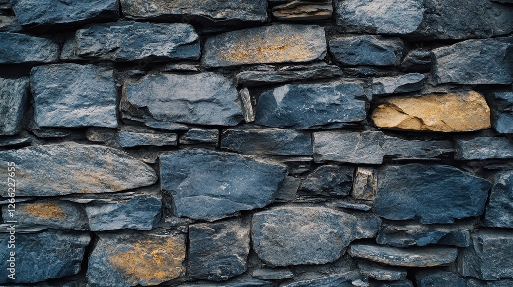 Fototapeta premium A wall made of blue and yellow stones
