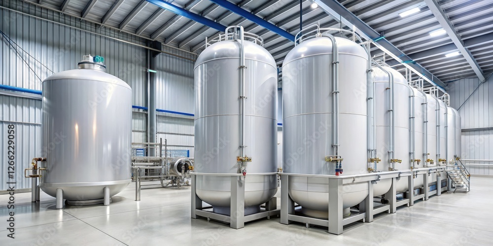 Fototapeta premium Cold storage tank filled with liquid oxygen and nitrogen gases