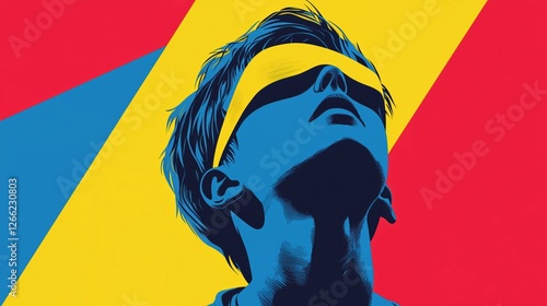 Obraz na płótnie man wearing futuristic red sunglasses. bold pop art style illustration. w salonie