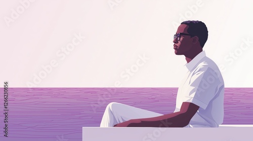 Obraz na płótnie man in a white shirt looking away. minimalist and modern portrait. w salonie