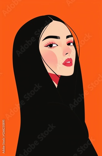 Obraz na płótnie woman in a black hijab with closed eyes. minimalist and modern portrait. w salonie