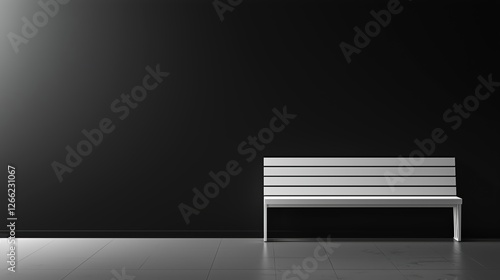 Obraz na płótnie empty white bench in a dark minimalist space. simple and atmospheric composition. w salonie