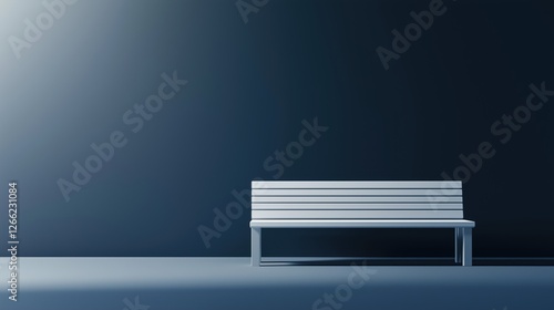 Obraz na płótnie empty white bench in a dark minimalist space. simple and atmospheric composition. w salonie