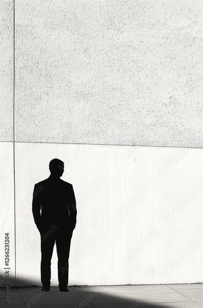 silhouette of a man looking up. minimalist and contemplative composition.